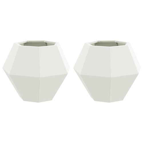 Кашпа 2 pcs Бяло 50 x 50 x 40 cm Стомана