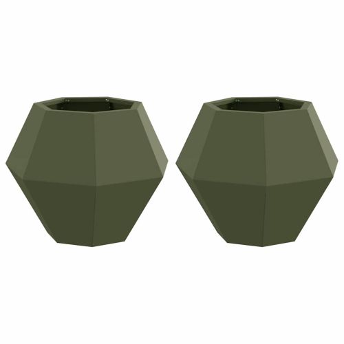 Кашпа 2 pcs Маслинено зелено 50 x 50 x 40 cm Стомана