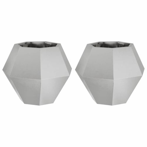 Кашпа 2 pcs Сребрист 50 x 50 x 40 cm Неръждаема стомана
