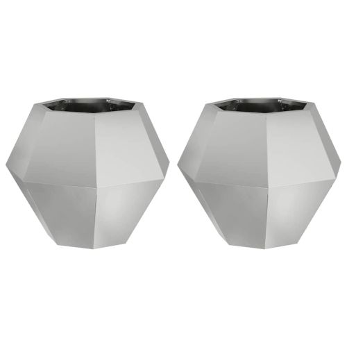 Кашпа 2 pcs Сребрист 50 x 50 x 40 cm Галванизирана стомана