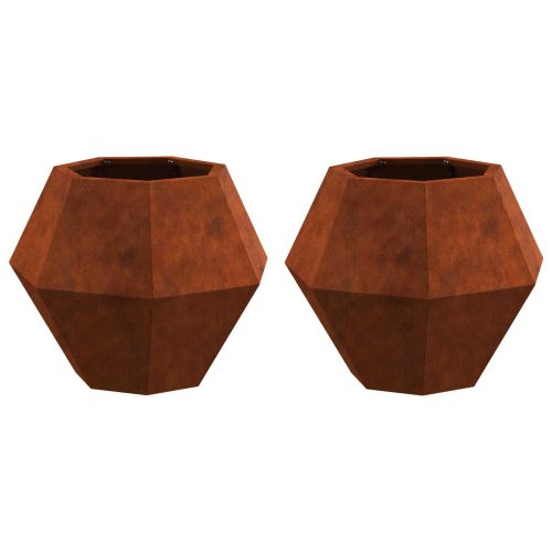 Кашпа 2 pcs Ръждясало 50 x 50 x 40 cm Патинираща стомана