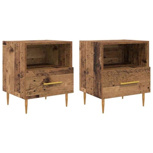 Нощно шкафче с чекмедже 2 pcs Старо дърво 40 x 35 x 47,5 см