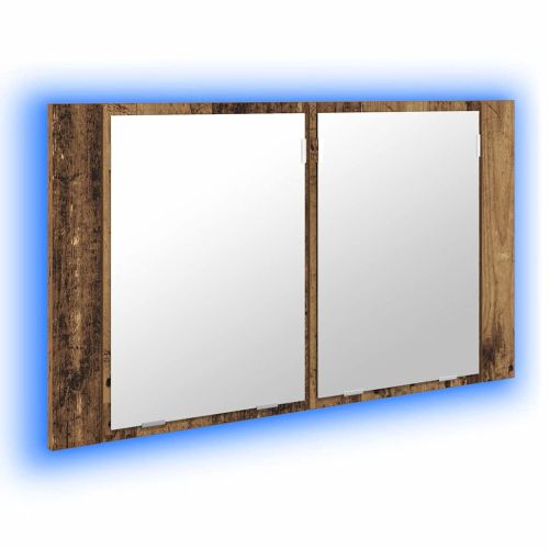 Шкаф с огледало за баня с рафт Старо дърво 80 x 12 x 45 см