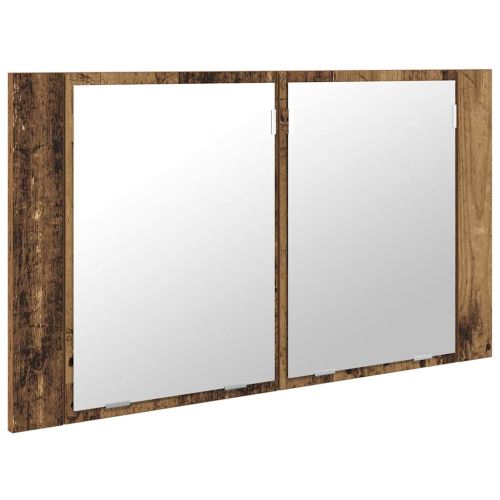 Шкаф с огледало за баня с рафт Старо дърво 80 x 12 x 45 см