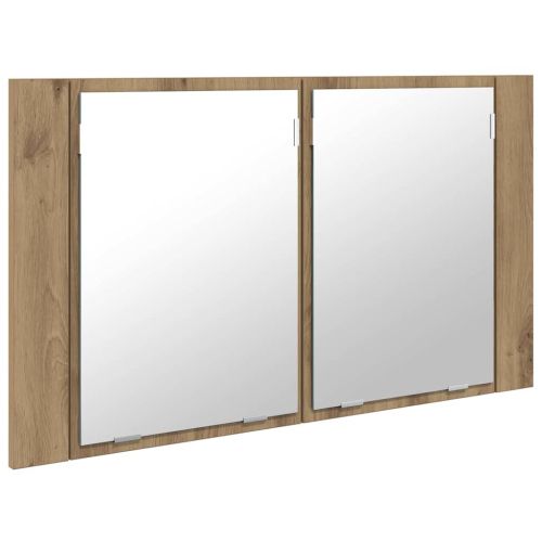 Шкаф с огледало за баня Дъб 80 x 12 x 45 см Инженерно дърво