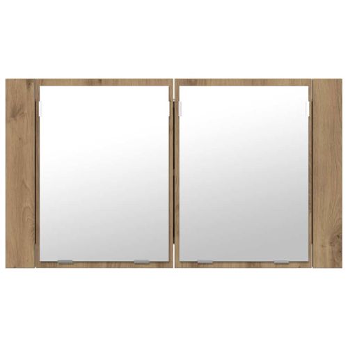 Шкаф с огледало за баня Дъб 80 x 12 x 45 см Инженерно дърво