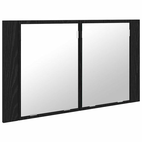 Шкаф с огледало за баня с рафт Черния дъб 80 x 12 x 45 см
