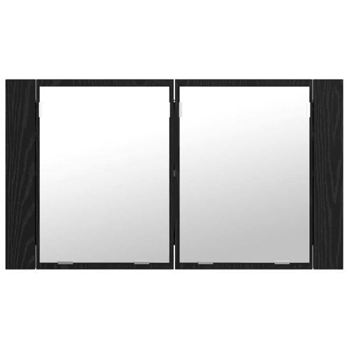 Шкаф с огледало за баня с рафт Черния дъб 80 x 12 x 45 см