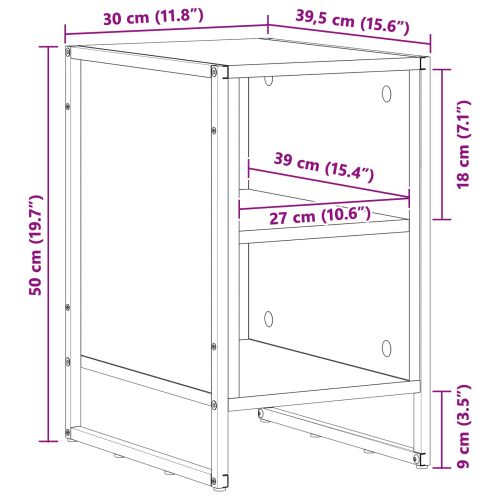 Нощно шкафче Димящ дъб 39.5 x 30 x 50 см Инженерно дърво