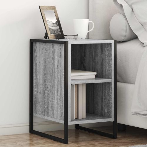 Нощно шкафче Сив Сонома 39.5 x 30 x 50 см Инженерно дърво