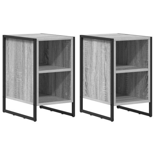 Нощно шкафче 2 pcs Сив Сонома 39.5 x 30 x 50 см Инженерно дърво