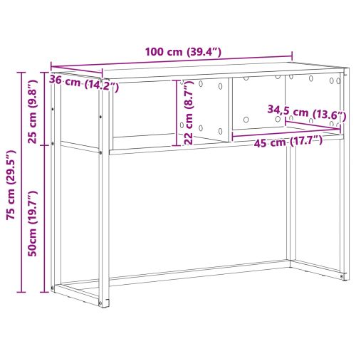 Крайна масичка Сив Сонома 100 x 36 x 75 см Инженерно дърво