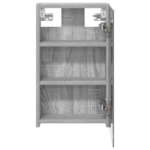 Шкаф с огледало за баня с рафт Сив Сонома 30 x 10,5 x 50 см