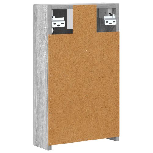 Шкаф с огледало за баня с рафт Сив Сонома 30 x 10,5 x 50 см
