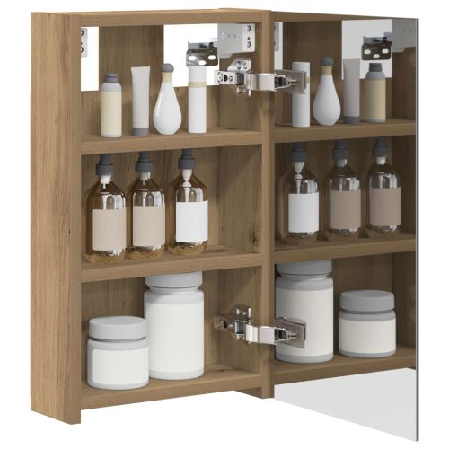 Шкаф с огледало за баня с рафт Дъб Артизан 30 x 10,5 x 50 см