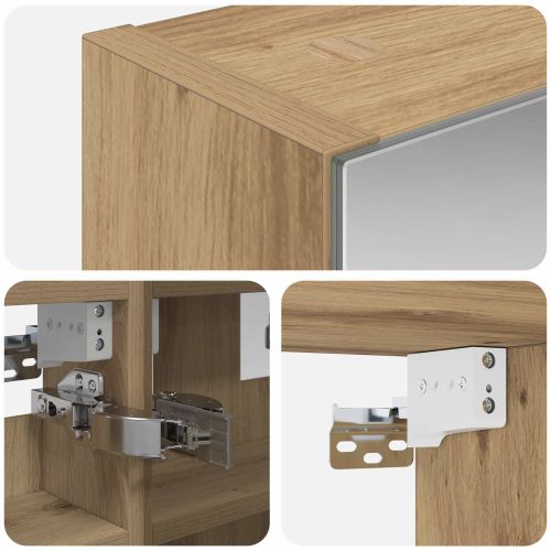 Шкаф с огледало за баня с рафт Дъб Артизан 30 x 10,5 x 50 см