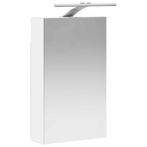 Шкаф с огледало за баня Бяло 30 x 10,5 x 50 см Инженерно дърво