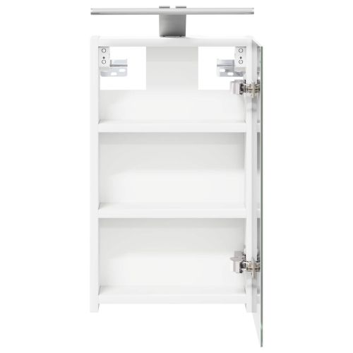 Шкаф с огледало за баня Бяло 30 x 10,5 x 50 см Инженерно дърво