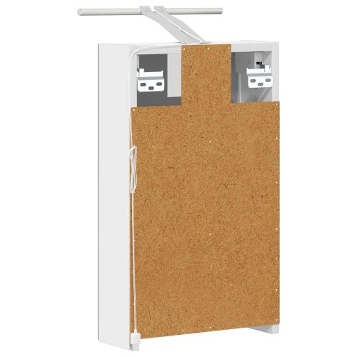 Шкаф с огледало за баня Бяло 30 x 10,5 x 50 см Инженерно дърво