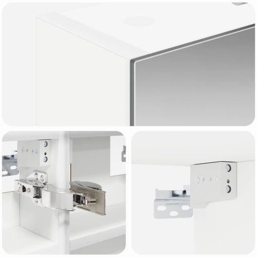 Шкаф с огледало за баня Бяло 30 x 10,5 x 50 см Инженерно дърво