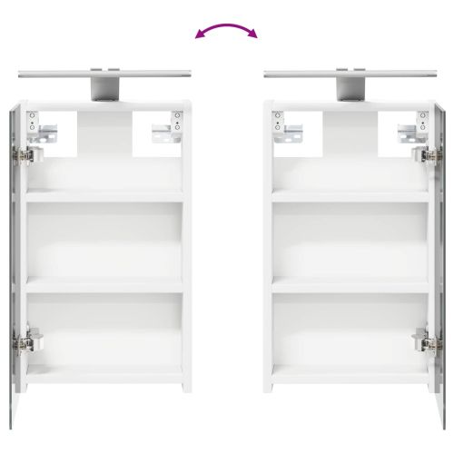 Шкаф с огледало за баня Бяло 30 x 10,5 x 50 см Инженерно дърво