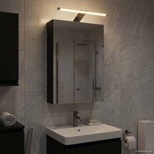 Шкаф с огледало за баня с рафт Черния дъб 30 x 10,5 x 50 см