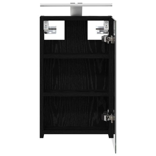 Шкаф с огледало за баня с рафт Черния дъб 30 x 10,5 x 50 см