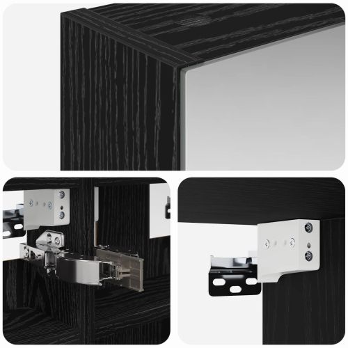 Шкаф с огледало за баня с рафт Черния дъб 30 x 10,5 x 50 см