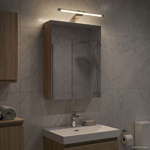 Шкаф с огледало за баня с рафт Сонома дъб 30 x 10,5 x 50 см