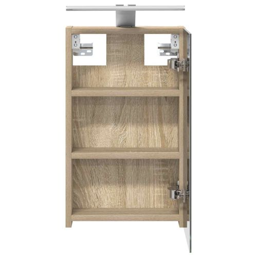 Шкаф с огледало за баня с рафт Сонома дъб 30 x 10,5 x 50 см