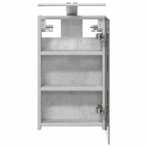 Шкаф с огледало за баня с рафт Циментено сиво 30 x 10,5 x 50 см