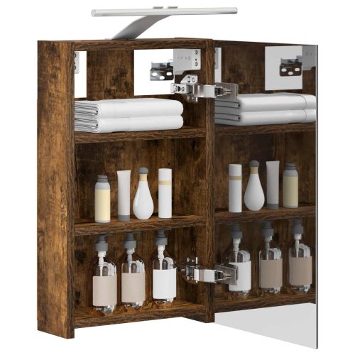 Шкаф с огледало за баня с рафт Димян дъб 30 x 10,5 x 50 см