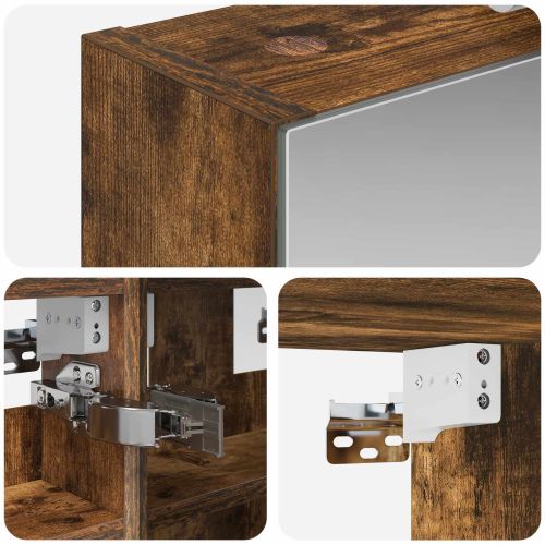 Шкаф с огледало за баня с рафт Димян дъб 30 x 10,5 x 50 см