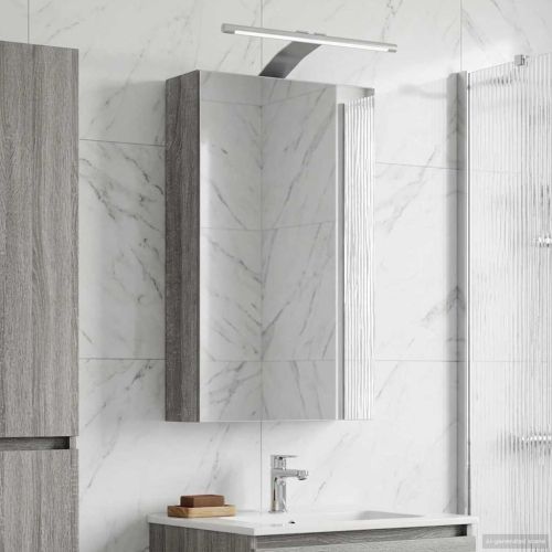 Шкаф с огледало за баня с рафт Сив Сонома 30 x 10,5 x 50 см