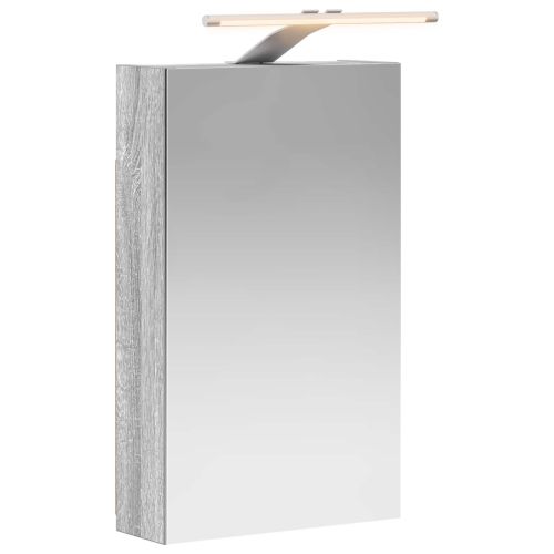 Шкаф с огледало за баня с рафт Сив Сонома 30 x 10,5 x 50 см