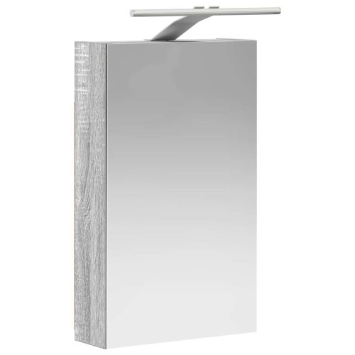 Шкаф с огледало за баня с рафт Сив Сонома 30 x 10,5 x 50 см
