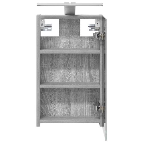 Шкаф с огледало за баня с рафт Сив Сонома 30 x 10,5 x 50 см