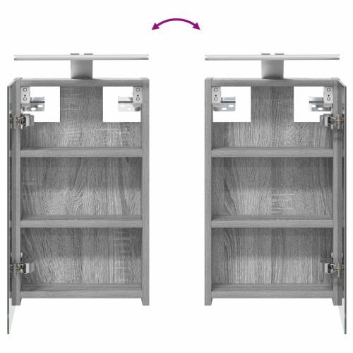 Шкаф с огледало за баня с рафт Сив Сонома 30 x 10,5 x 50 см