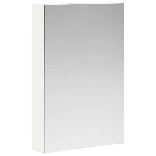 Шкаф с огледало за баня с рафт с врата Бяло 40 x 10,5 x 60,5 см