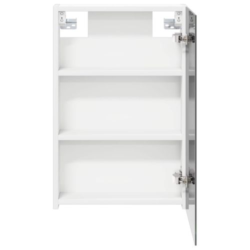 Шкаф с огледало за баня с рафт с врата Бяло 40 x 10,5 x 60,5 см