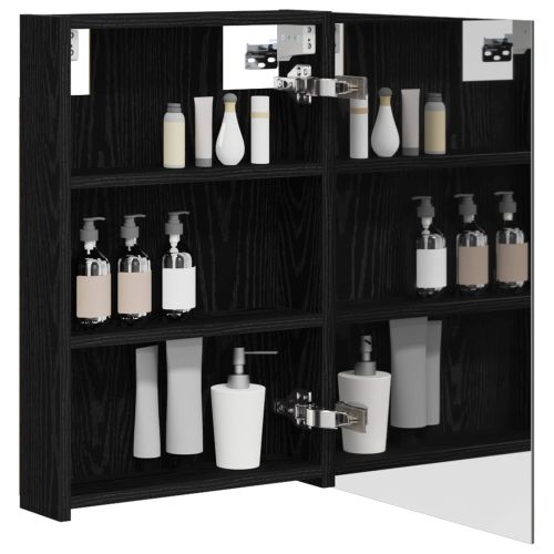 Шкаф с огледало за баня с рафт Черния дъб 40 x 10,5 x 60,5 см