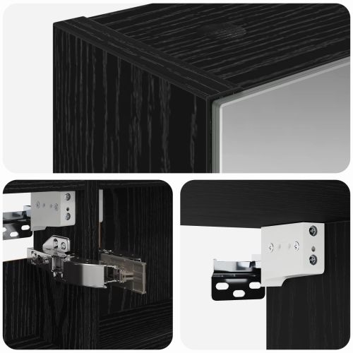 Шкаф с огледало за баня с рафт Черния дъб 40 x 10,5 x 60,5 см