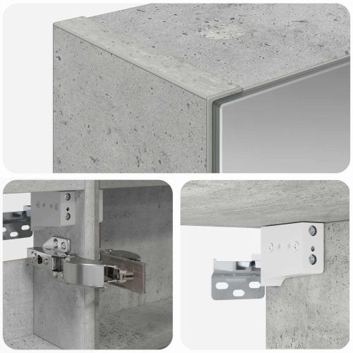 Шкаф с огледало за баня Циментено сиво 40 x 10,5 x 60,5 см