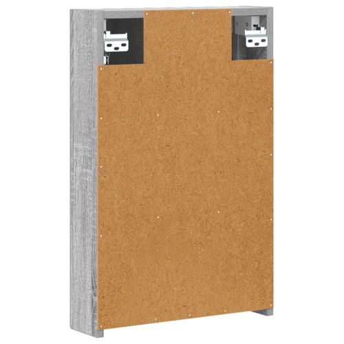 Шкаф с огледало за баня с рафт Сив Сонома 40 x 10,5 x 60,5 см