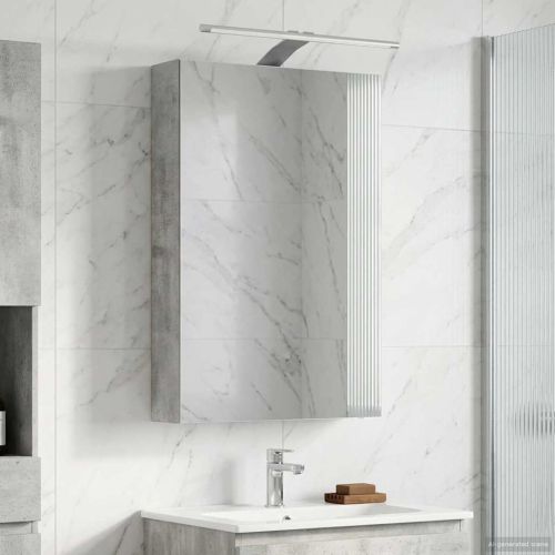 Шкаф с огледало за баня Циментено сиво 40 x 10,5 x 60,5 см