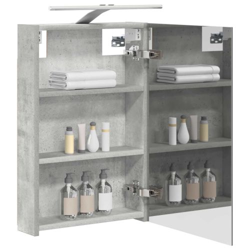 Шкаф с огледало за баня Циментено сиво 40 x 10,5 x 60,5 см