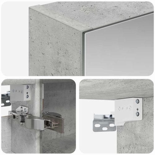 Шкаф с огледало за баня Циментено сиво 40 x 10,5 x 60,5 см