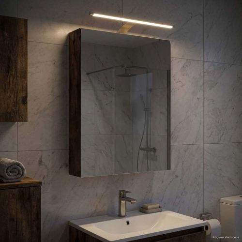 Шкаф с огледало за баня с рафт Димян дъб 40 x 10,5 x 60,5 см