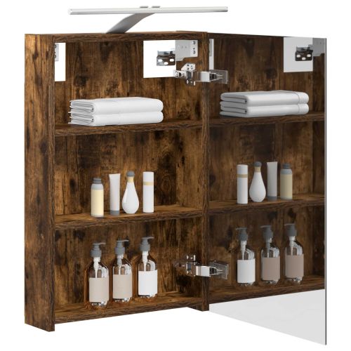 Шкаф с огледало за баня с рафт Димян дъб 40 x 10,5 x 60,5 см