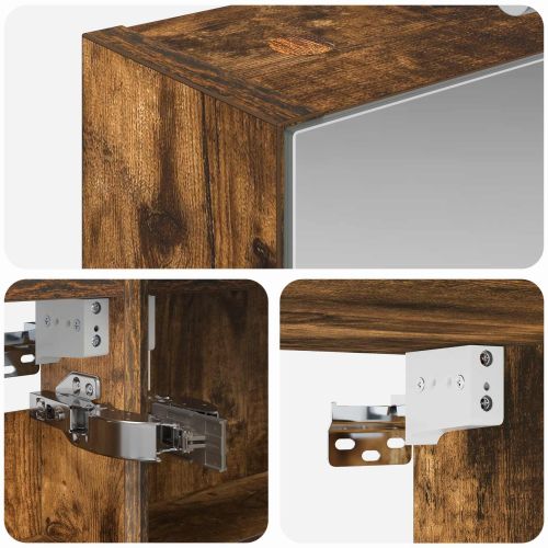 Шкаф с огледало за баня с рафт Димян дъб 40 x 10,5 x 60,5 см